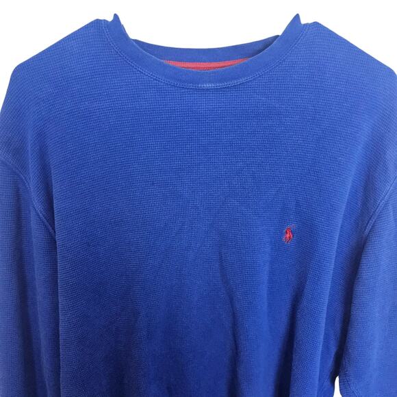 Polo Ralph Lauren T Shirt Thermal Shirt Men L Blue Waffle Knit Long Sleeve - Picture 2 of 7